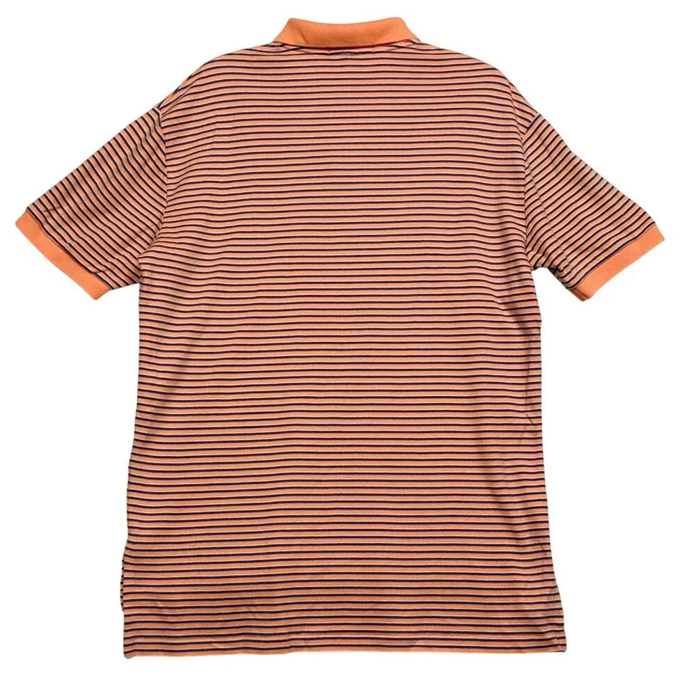 Polo Ralph Lauren Mens Striped Short Sleeve Orange/Blue Polo Shirt Size M